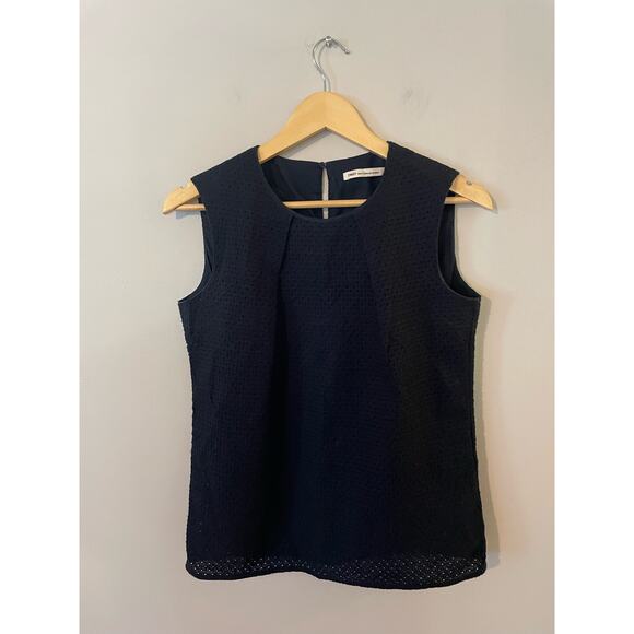 TNGA Tops - TNGT Today N Going On Tomorrow Eyelet Sleeveless Blouse Navy S/M